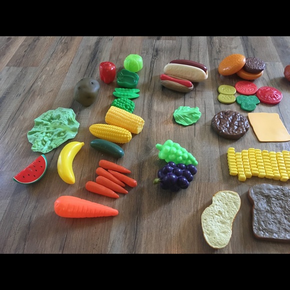 Lot Of Plastic Play Food With Shopping Basket - Picture 4 of 13